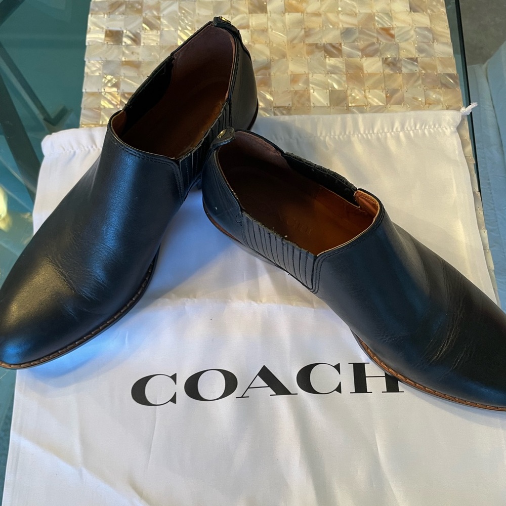 Coach slip on leather booties